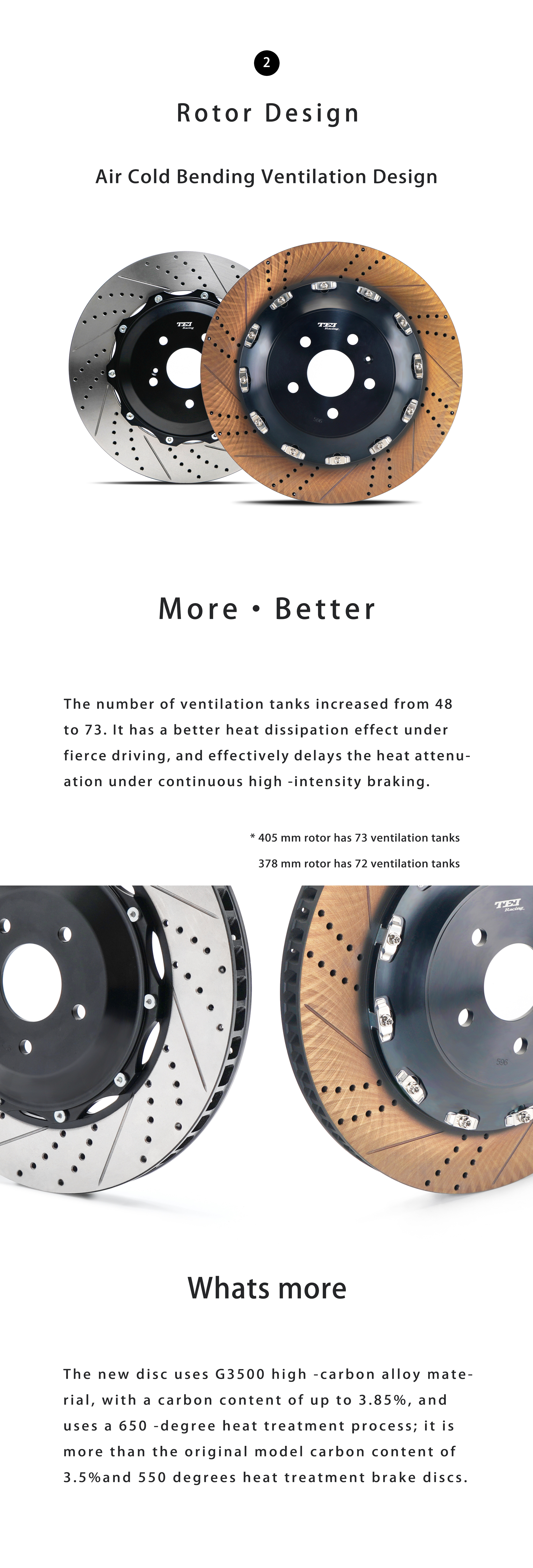 TEI Front S60-Plus 6 Pot Monoblock Caliper With high carbon content iron Floating Disc Big Brake Kit