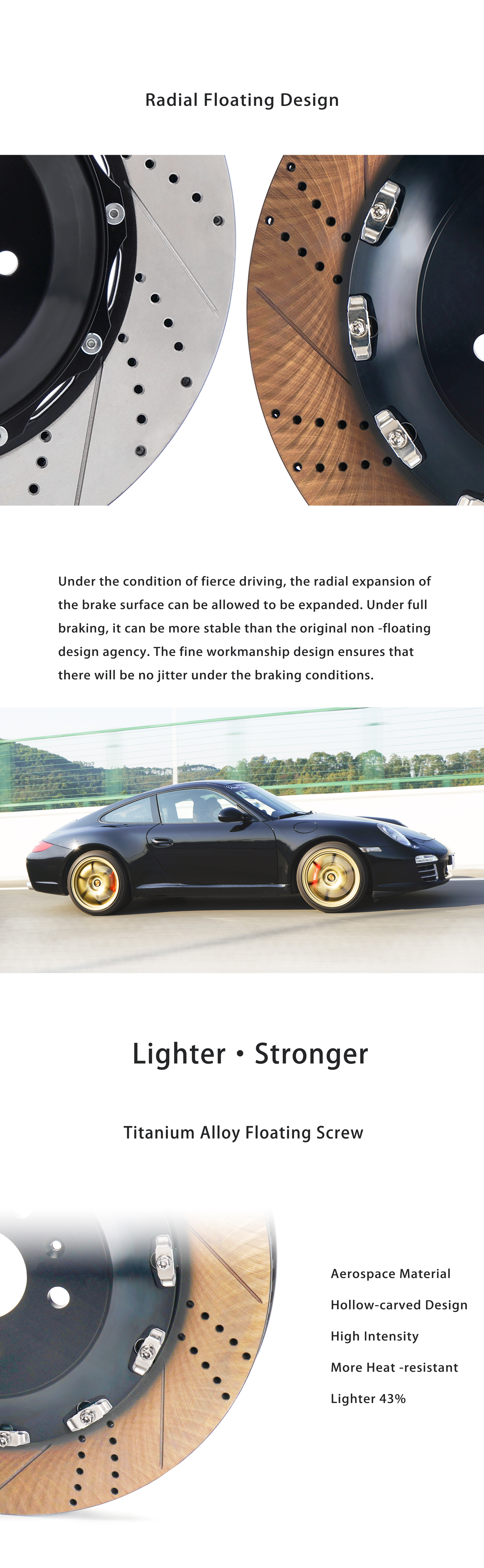 TEI Front S60-Plus 6 Pot Monoblock Caliper With high carbon content iron Floating Disc Big Brake Kit