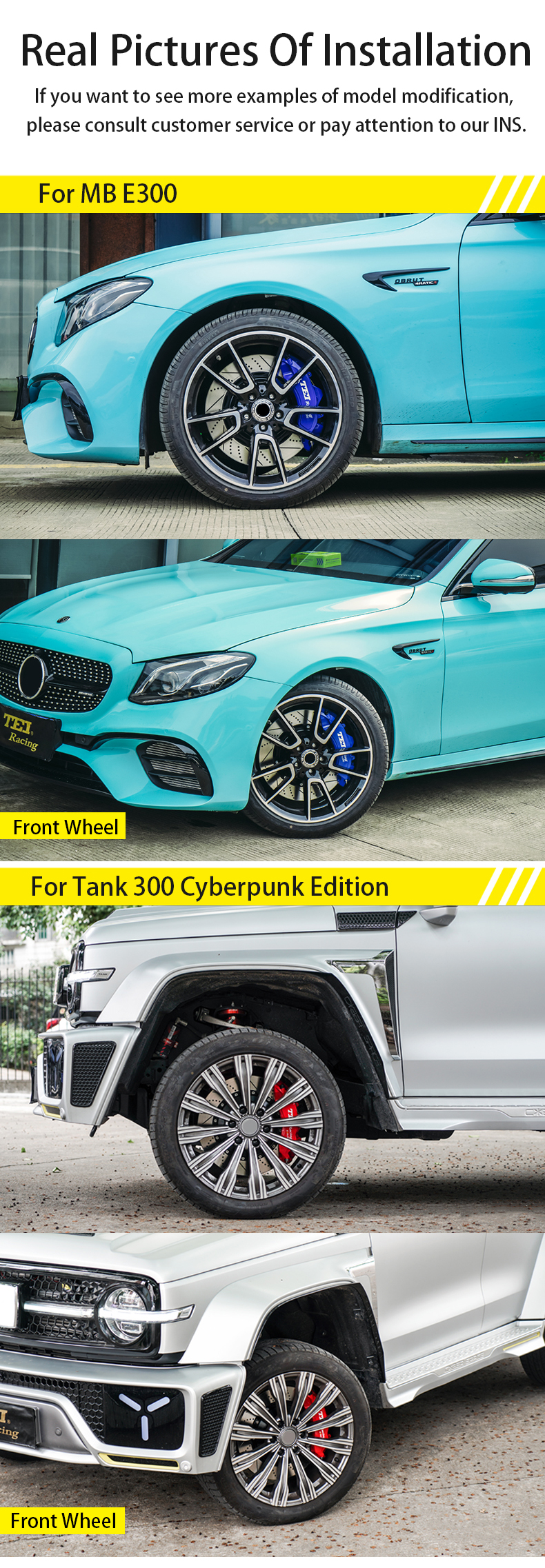 TEI Front S60-Explore 6 Pot Monoblock Caliper With High Carbon Content Iron Floating Disc Big Racing Brake Kit