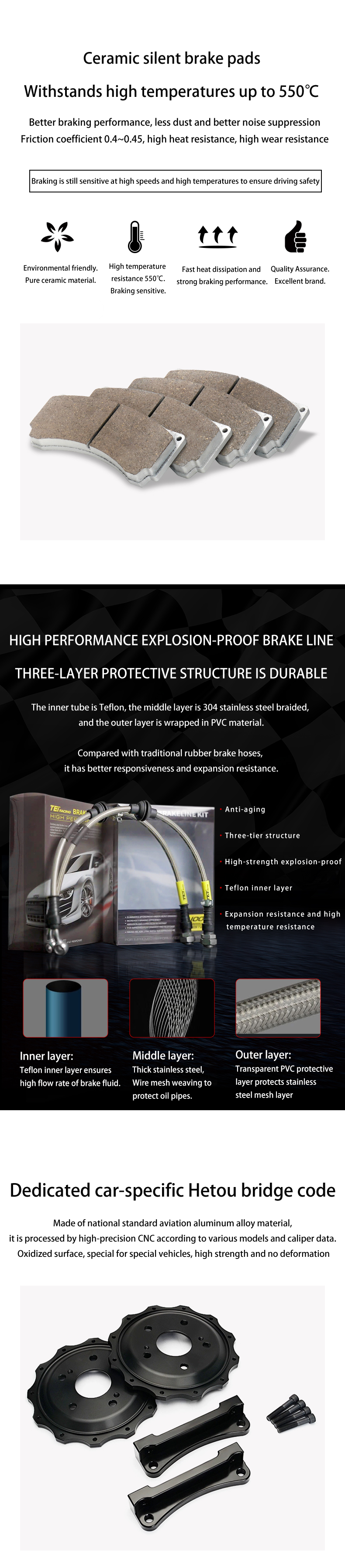 TEI Front P60EV 6 Pot Split Forged Caliper With High Carbon Content Iron Disc Big Brake Kit